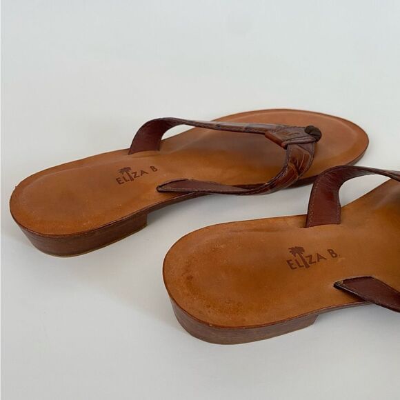 Eliza B Leather Flip Flop Sandals - Size 6 - Picture 4 of 8